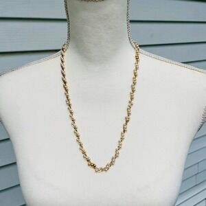 Napier Vintage Faux Pearl Necklace Twisted Chain Classic Elegant Gold Tone 18in